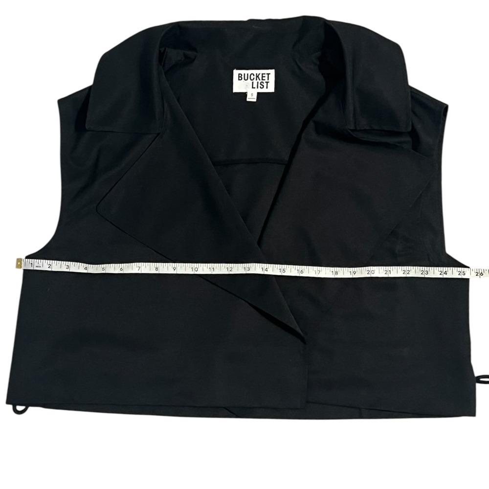 Bucket List Black Draped Waterfall Vest Cape Jacket Open Front Size‎ Small - Picture 8 of 16